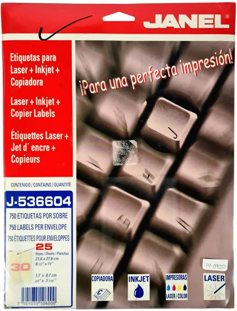 Etiqueta p/Impresora  25hjs Janel® [Sobre]