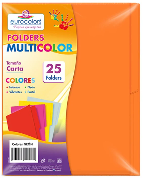 Fólder Color Neón  Carta Multicolor pack c/25 eurocolors [Paquete] - Image 2