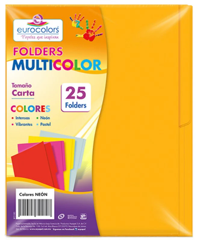 Fólder Color Neón  Carta Multicolor pack c/25 eurocolors [Paquete] - Image 3