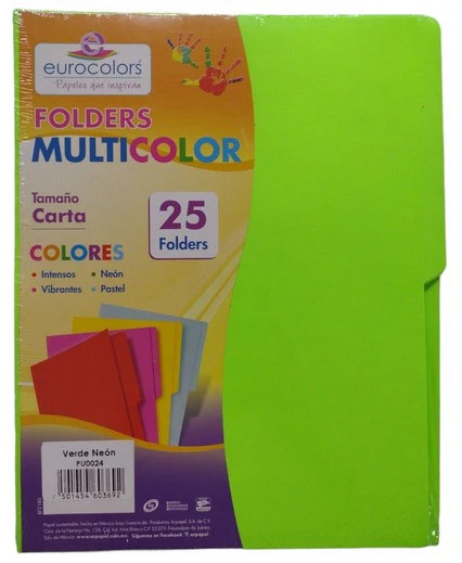Fólder Color Neón  Carta Multicolor pack c/25 eurocolors [Paquete] - Image 5