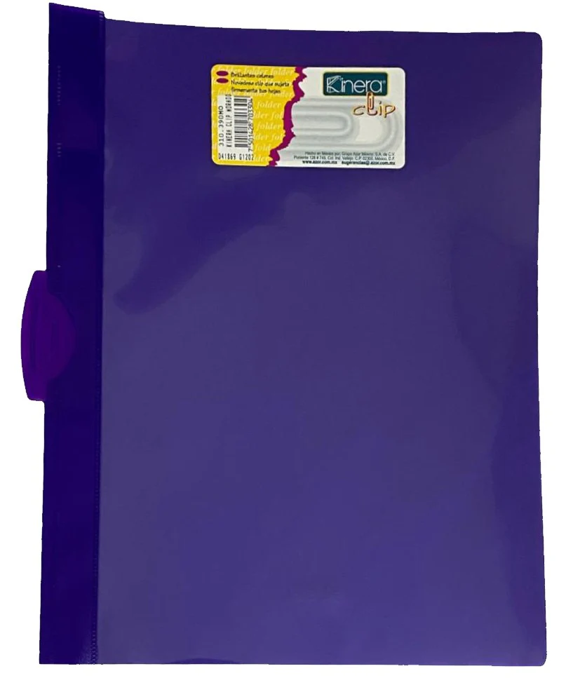 Fólder Plástico c/Clip Morado Carta Kinera® 390MO [Pieza]