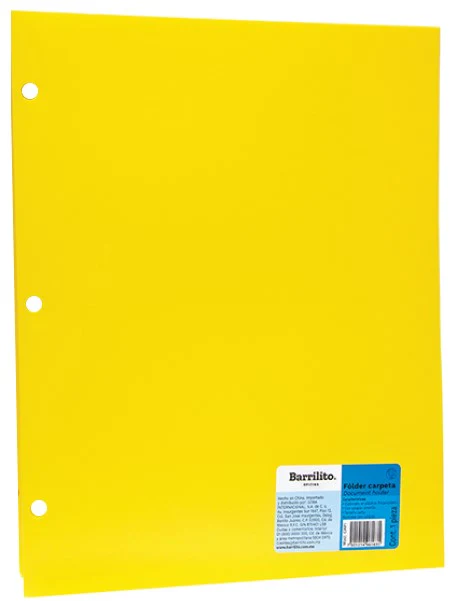 Fólder Plástico p/Carpeta  Carta c/Solapa 3 Perforaciones Barrilito® [Pieza]