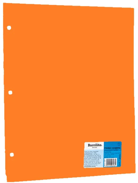 Fólder Plástico p/Carpeta  Carta c/Solapa 3 Perforaciones Barrilito® [Pieza] - Image 3
