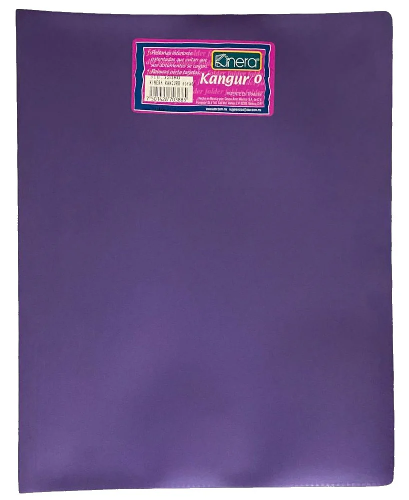 Fólder Plástico Portadocu Kanguro Doble Solapa Morado Carta Kinera® 320MO [Pieza]