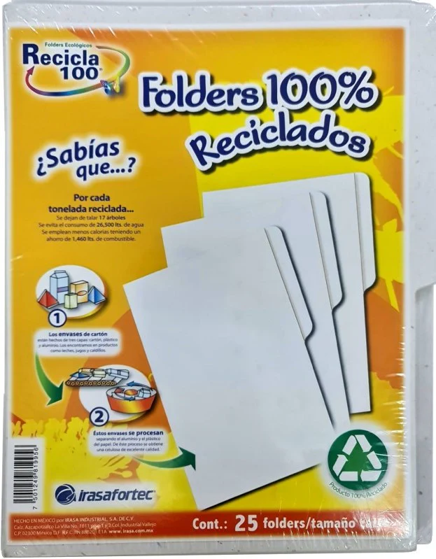 Fólder Recicla 100 c/25 Blanco Natural Carta Irasa® FR-1995 [Paquete]