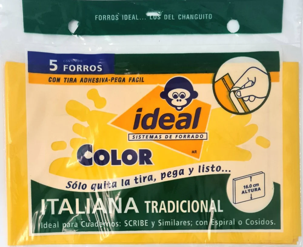 Forro p/Cuaderno Polietil  c/5  16cm  F/ItalianaTradici.Cal.400 Ideal® [Bolsa]