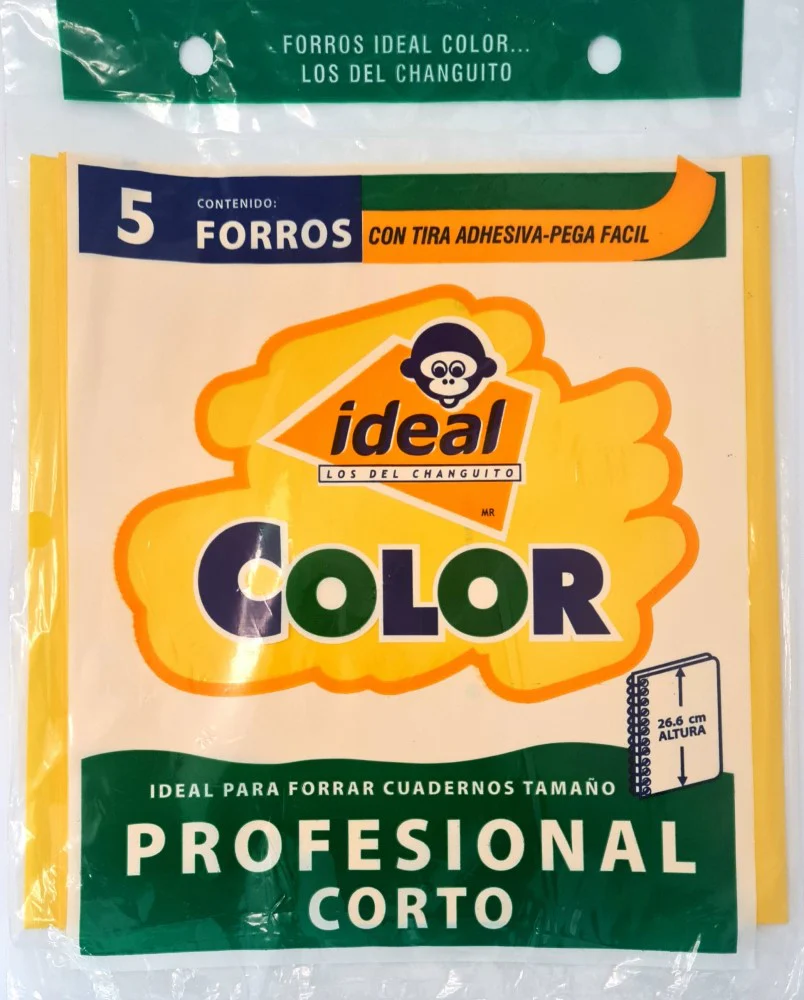 Forro p/Cuaderno Polietil  c/5  26.5cm Profesional Corto Cal.400 Ideal® [Bolsa]