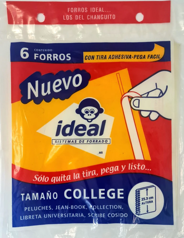 Forro p/Cuaderno Polietil Collage Cali.400 c/Adhesi c/6 Trasparente 25.3cm Ideal® 5009 [Bolsa]
