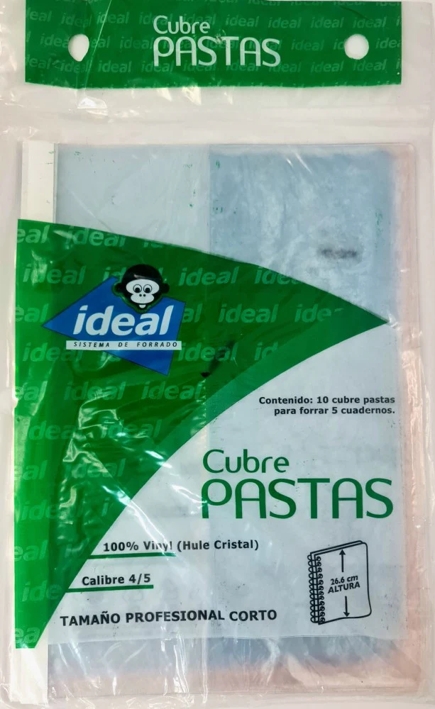 Forro p/Cuaderno Vinyl Cubrepastas c/Adhesivo c/10 Trasparente 26.6cm Ideal® 1456 [Bolsa]