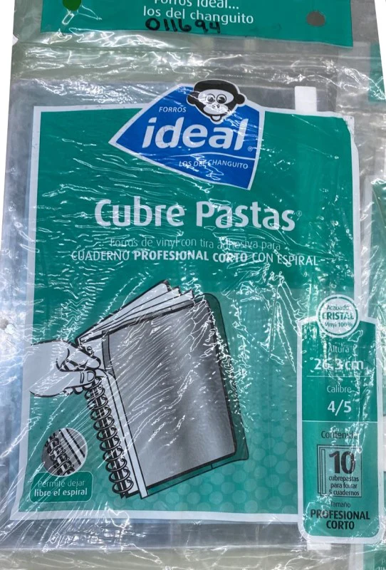 Forro p/Cuaderno Vinyl Cubrepastas c/Adhesivo c/10 Trasparente 26.6cm Ideal® 1456 [Bolsa] - Image 2