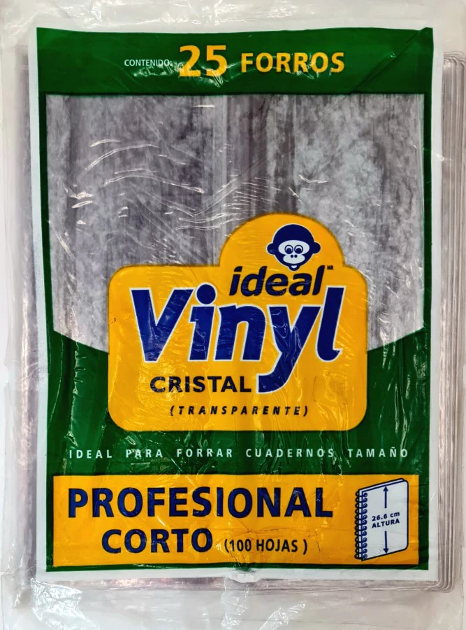 Forro p/Cuaderno Vinyl Profesional Corto c/25 Trasparente 26.6cm Ideal® 4014 [Bolsa]