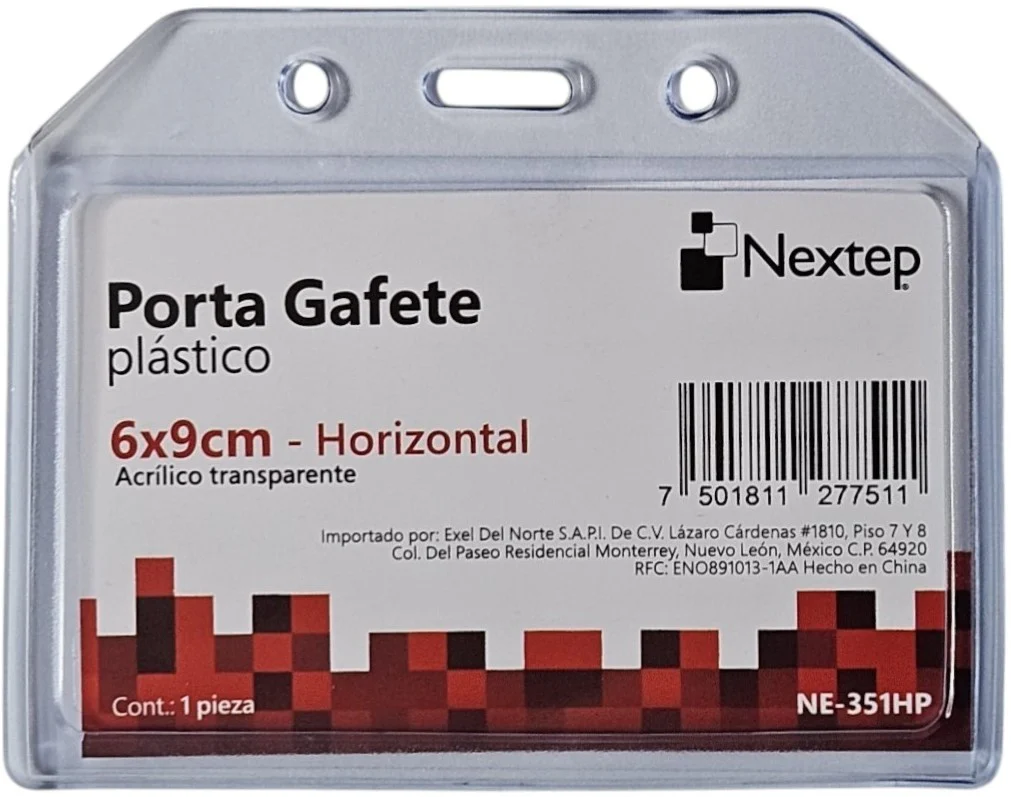 Gafete Plástico Flexible Horizontal Transparente 9×6cm Nextep® NE-351HP [Pieza]