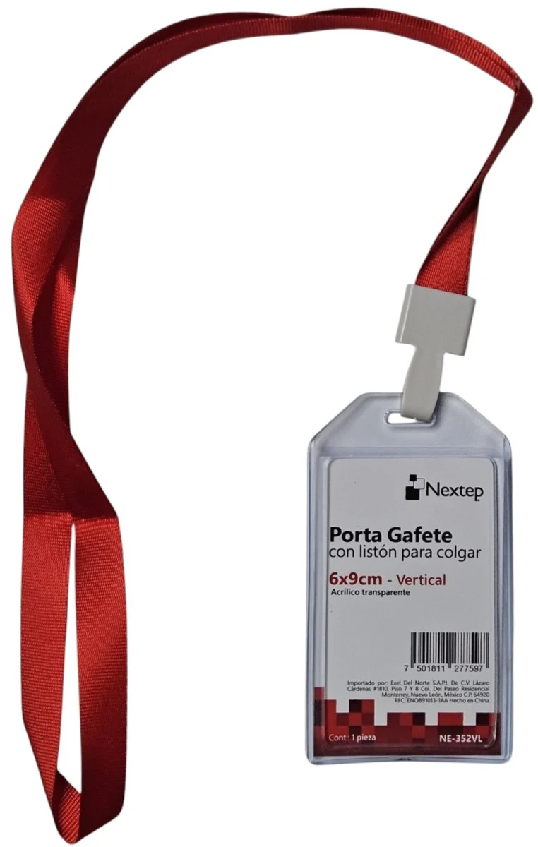 Gafete Plástico Flexible Verticalc/Listón Transparente 6×9cm Nextep® NE-352VL [Pieza]
