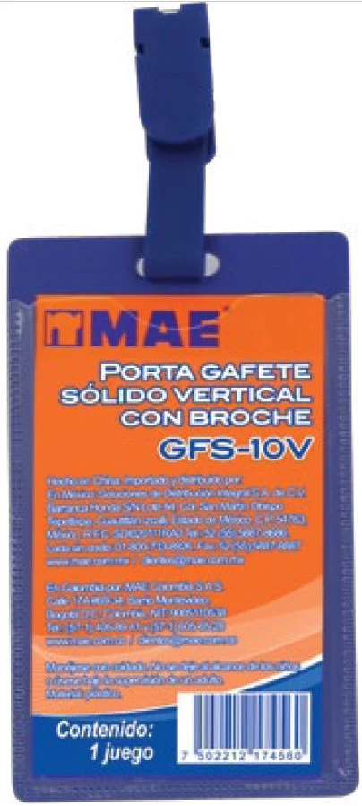 Gafete Rígido c/Caimán Vertical Azul 5.5×9cm MAE® GFS-10V [Pieza]