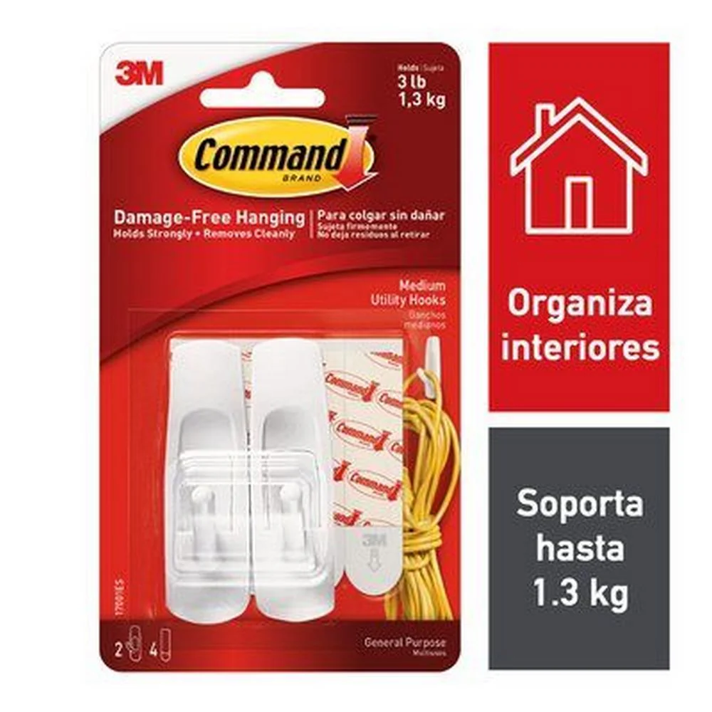Gancho Command™ c/2 Autoadherible Mediano 3M® 17001ES [Pieza]