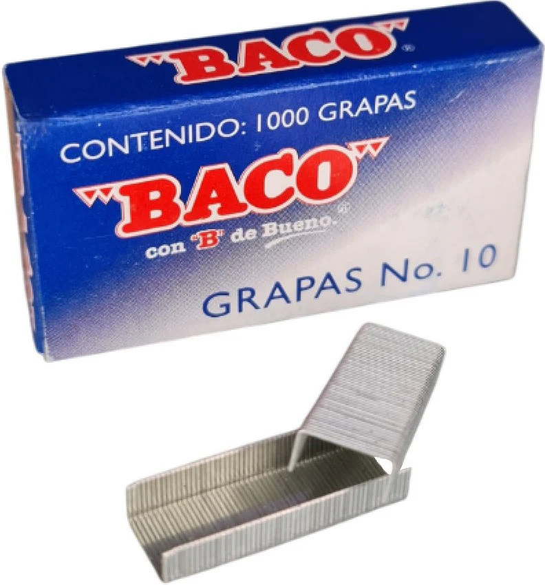 Grapa Nº10 Corona: 9.37 mm Pata 4.76mm c/1000 Baco® G-10 [Caja]