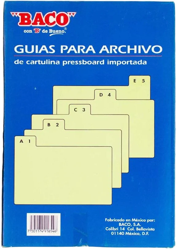 Guía p/Archivo Pressboard  c/25 Verde Claro  Alfanumérica Baco® [Paquete] - Image 5