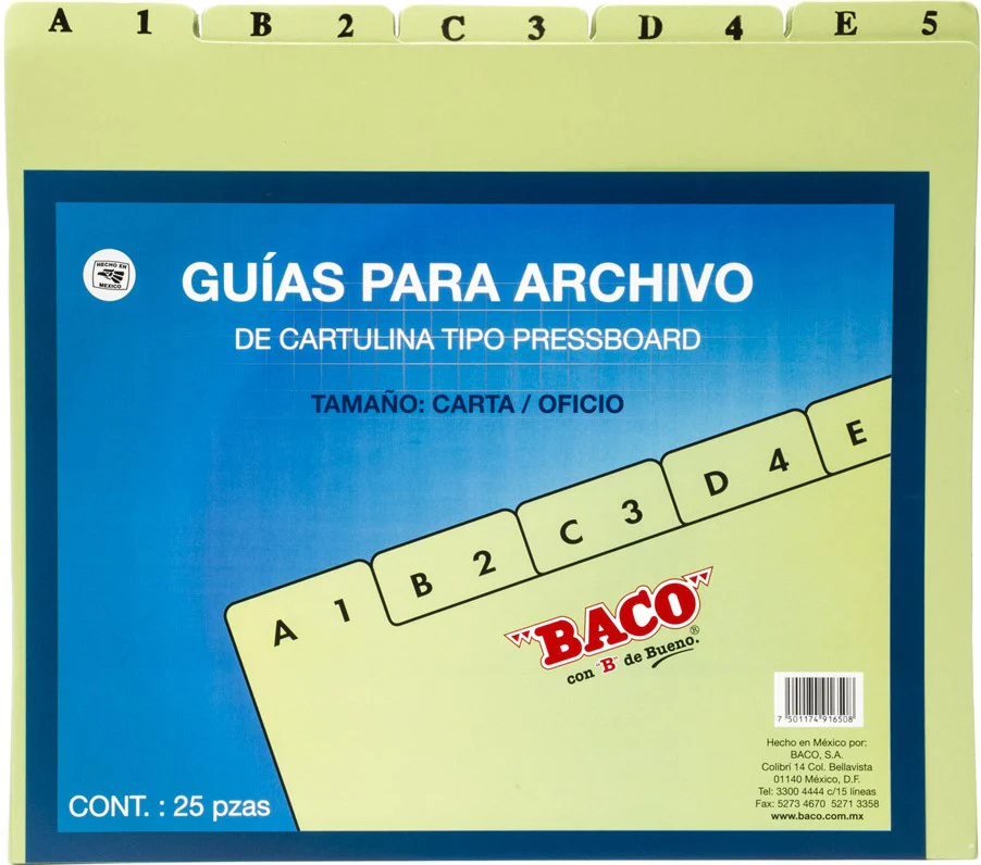 Guía p/Archivo Pressboard  c/25 Verde Claro  Alfanumérica Baco® [Paquete] - Image 7