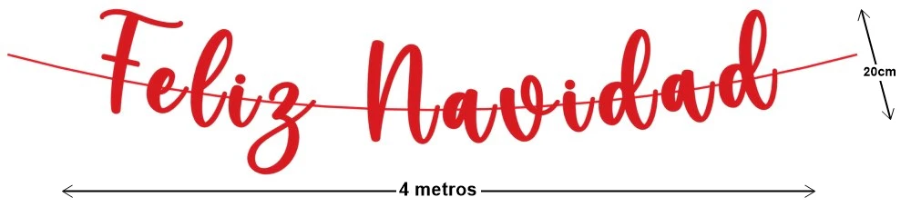 Guirnalda Móvil Feliz Navidad Rojo 12 letras 20cm×4m granmark® 6185-919 [Pieza]