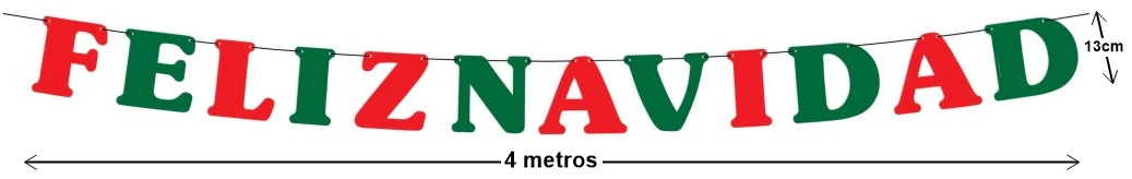 Guirnalda Móvil Feliz Navidad Rojo Verde 12 letras 13cm×4m granmark® 6185-23 [Pieza]