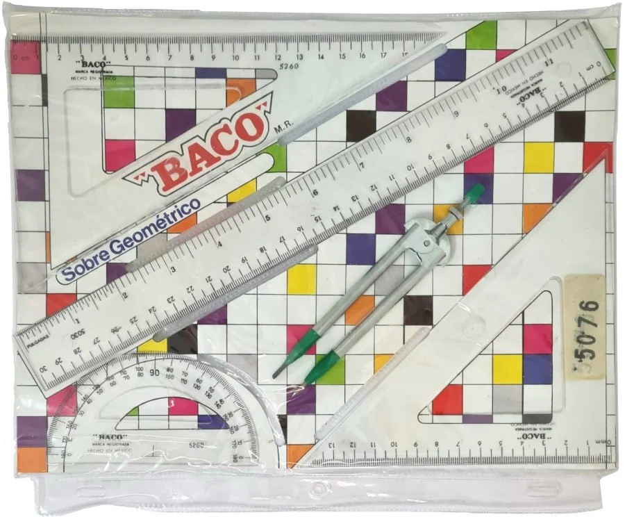 Juego de Geometría #5076 Compás-103 Transpar Sobre p/carpeta Mediano Baco® [Pieza]