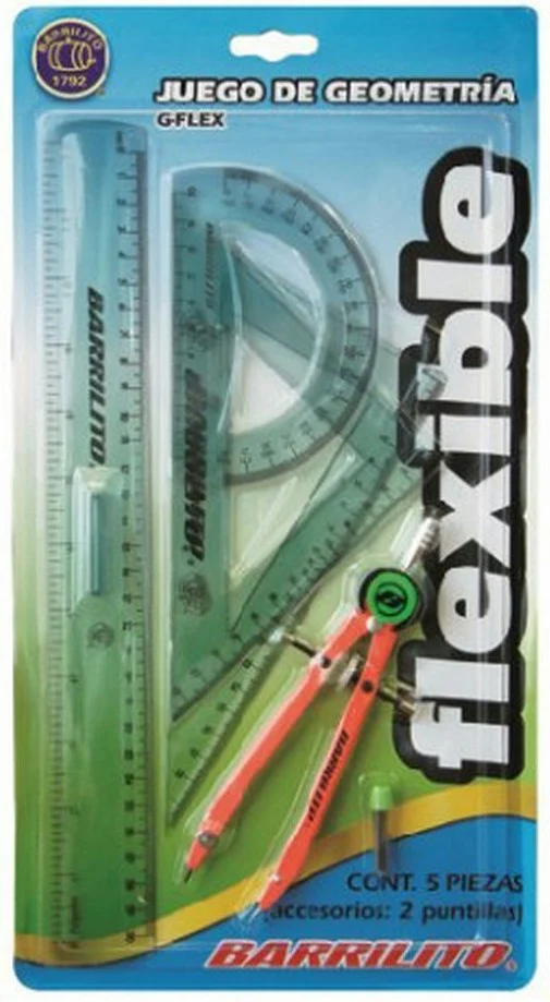 Juego de Geometría Flex Flexible c/Compás Metal L Barrilito® G-FLEX [Pieza]
