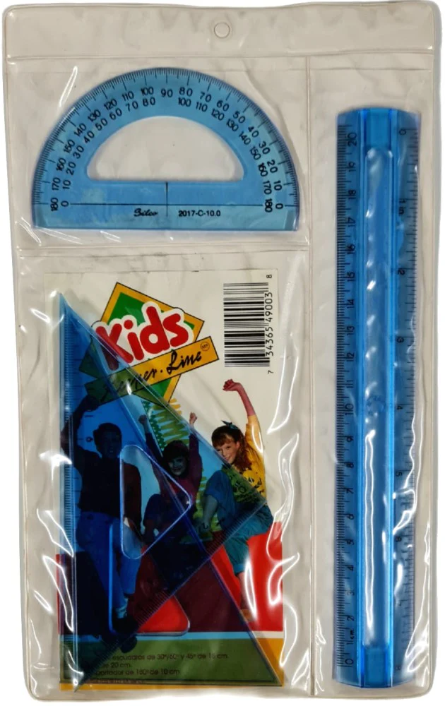 Juego de Geometría Kids sin Compás en Vinilo Chico Silco® 49003 [Estuche]
