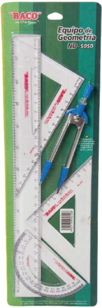 Juego de Geometría ND-5050 Compás 106 Cartón Transparente Mediano Baco® EQ035 [Pieza]