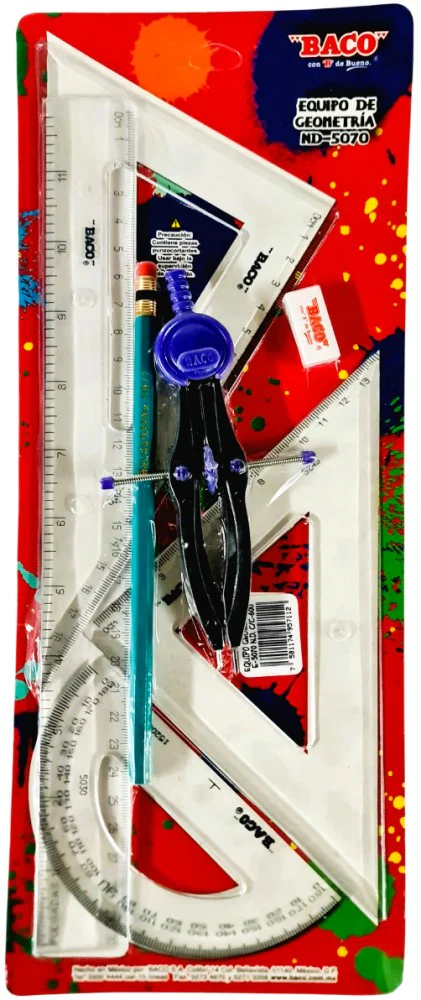 Juego de Geometría ND-5070 Compás 106 Cartón Transparente Grande Baco® EQ042 [Pieza] - Image 3