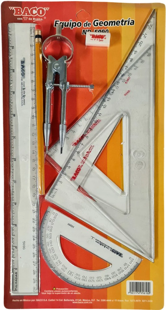 Juego de Geometría ND-5090 Compás 106 Cartón Transparente Jumbo Baco® PTEQA0026 [Pieza] - Image 2