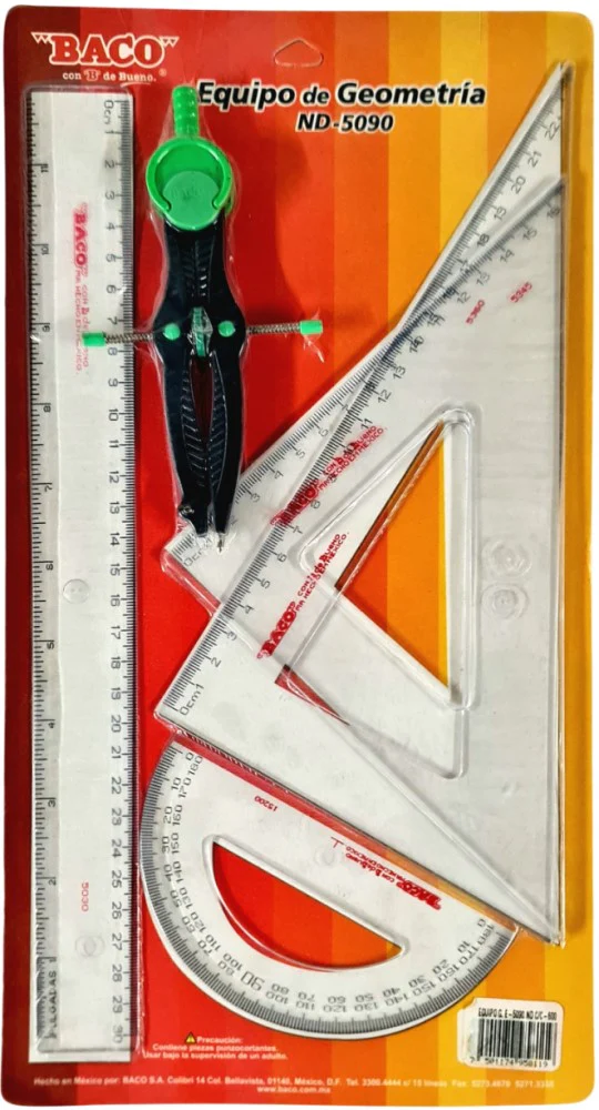 Juego de Geometría ND-5090 Compás 600 Cartón Transparente Jumbo Baco® PTEQA0029 [Pieza]