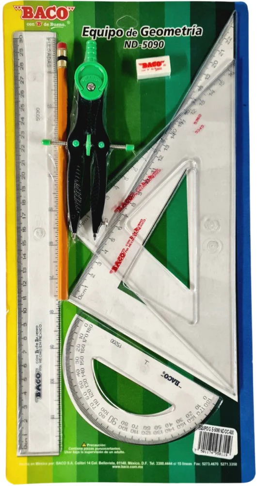 Juego de Geometría ND-5090 Compás 600 Cartón Transparente Jumbo Baco® PTEQA0029 [Pieza] - Image 3