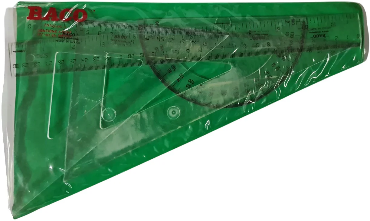 Juego de Geometría Nº3 sin compás en Vinilo 30cm Transparente 36×19cm Baco® EG003 [Pieza] - Image 2