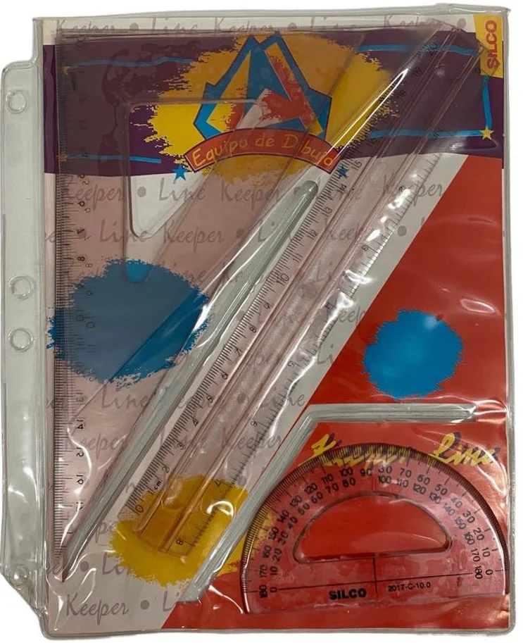 Juego de Geometría sin Compás Sobre Vinilo p/carpeta Chico Silco® 2010-C [Estuche]