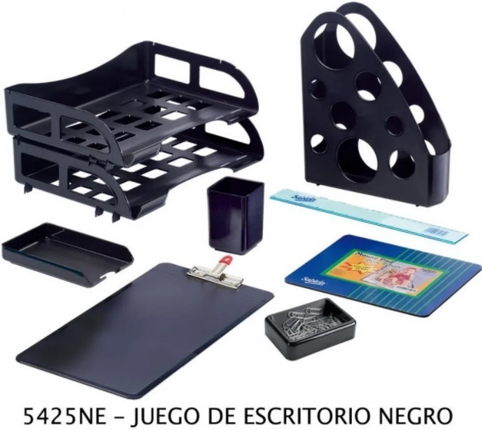 Kit de Oficina Charola,PortaClip,Tabla Negro 9 Piezas Sablón® 5425NE [Pieza]