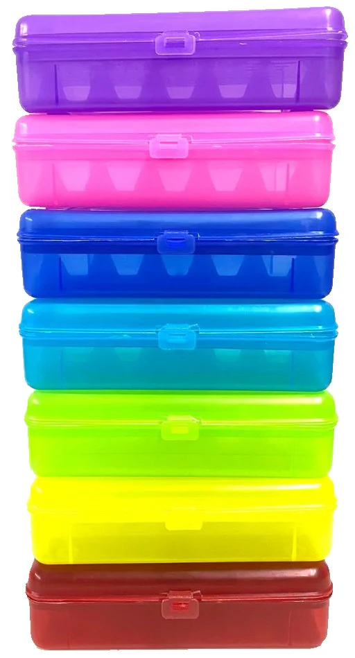Lapicera Caja Plástica c/Plantilla Colores 20×12×5½cm D`Art® [Pieza]