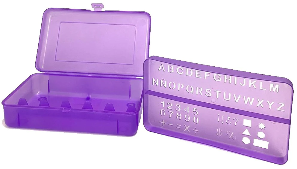 Lapicera Caja Plástica c/Plantilla Colores 20×12×5½cm D`Art® [Pieza] - Image 2