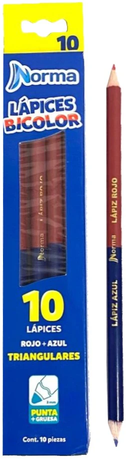 Lápiz Color Checador Bicolor c/10 Rojo-Azul Norma® 534897 [Caja]