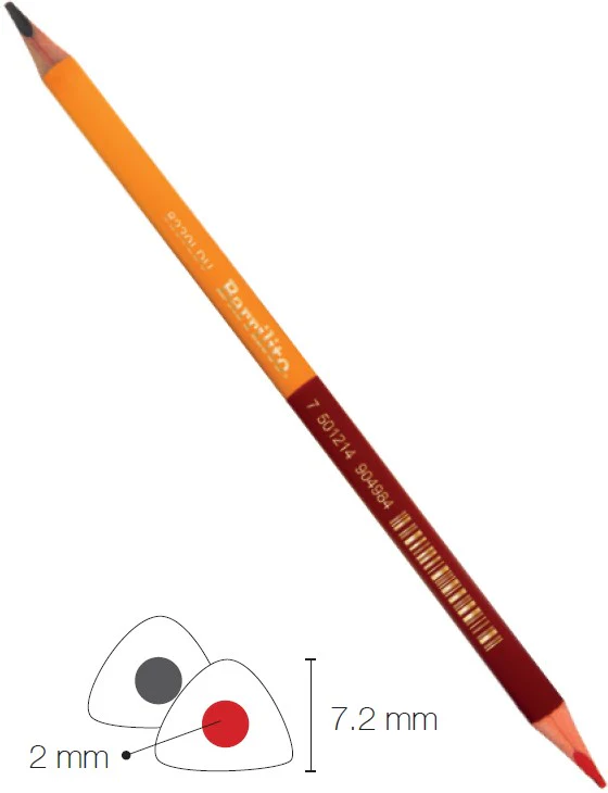 Lápiz Color Triangular Dúo Bicolor Grafito-Carmín Barrilito® 8230LDU [Pieza]