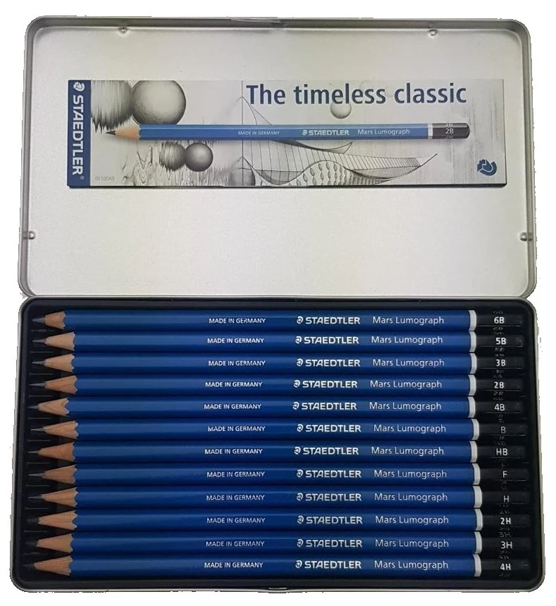 Lápiz p/Dibujo Estuche Mars® Lumograph c/12 12 Grados Staedtler® 100 G12 12 [Estuche]