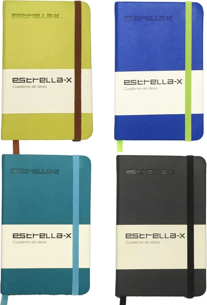 Libreta Pasta Dura c/Elastico A5 14.7×21.1cm 96 hojas BiRayado Estrella-X 6566 [Pieza]