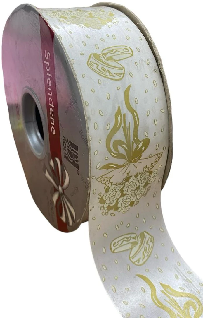 Listón Ella Nastro Splendene Boda 48mmx100m Bolis® 55/ORO-BCO [Pieza]