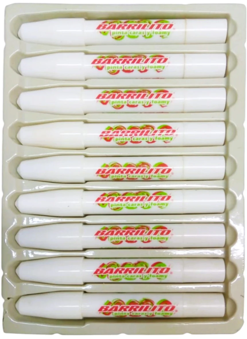 Maquillaje Pinta-Caritas Crayón para Cara/Foamy c/9 Blanco Barrilito® BASE9 [Caja] - Image 3