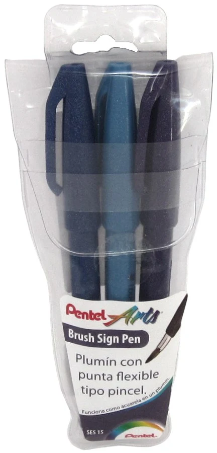 Marcador base Agua Brush Sign Pen Azul,Cielo,Viol Est.c/3 Proesa® SES15C-CSV-EST [Estuche]