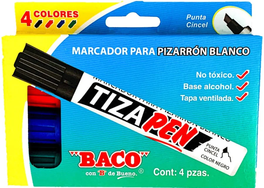 Marcador p/Pizarrón  Est.c/4 Baco® [Pieza/Estuche]