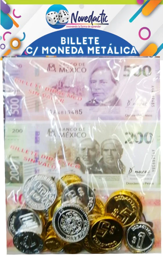 Material Didáctico Billetes y Monedas c/71 11.4×4.8cm Novedactic® BDI02X [Bolsa]