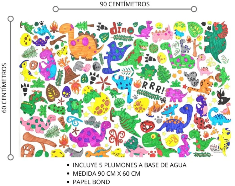 Material Didáctico Cartel p/Colorear Gigante Dinosaurios 90×60cm DaccArT® [Pieza] - Image 2
