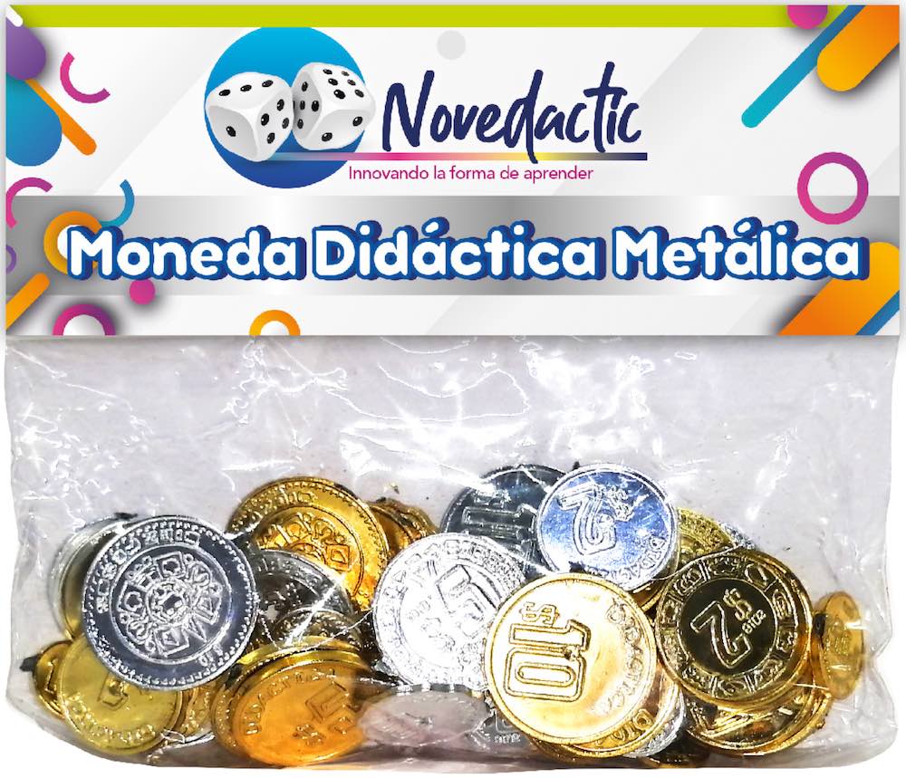 Material Didáctico Monedas de Plástico c/62 Brillantes Novedactic® MN002N [Bolsa]