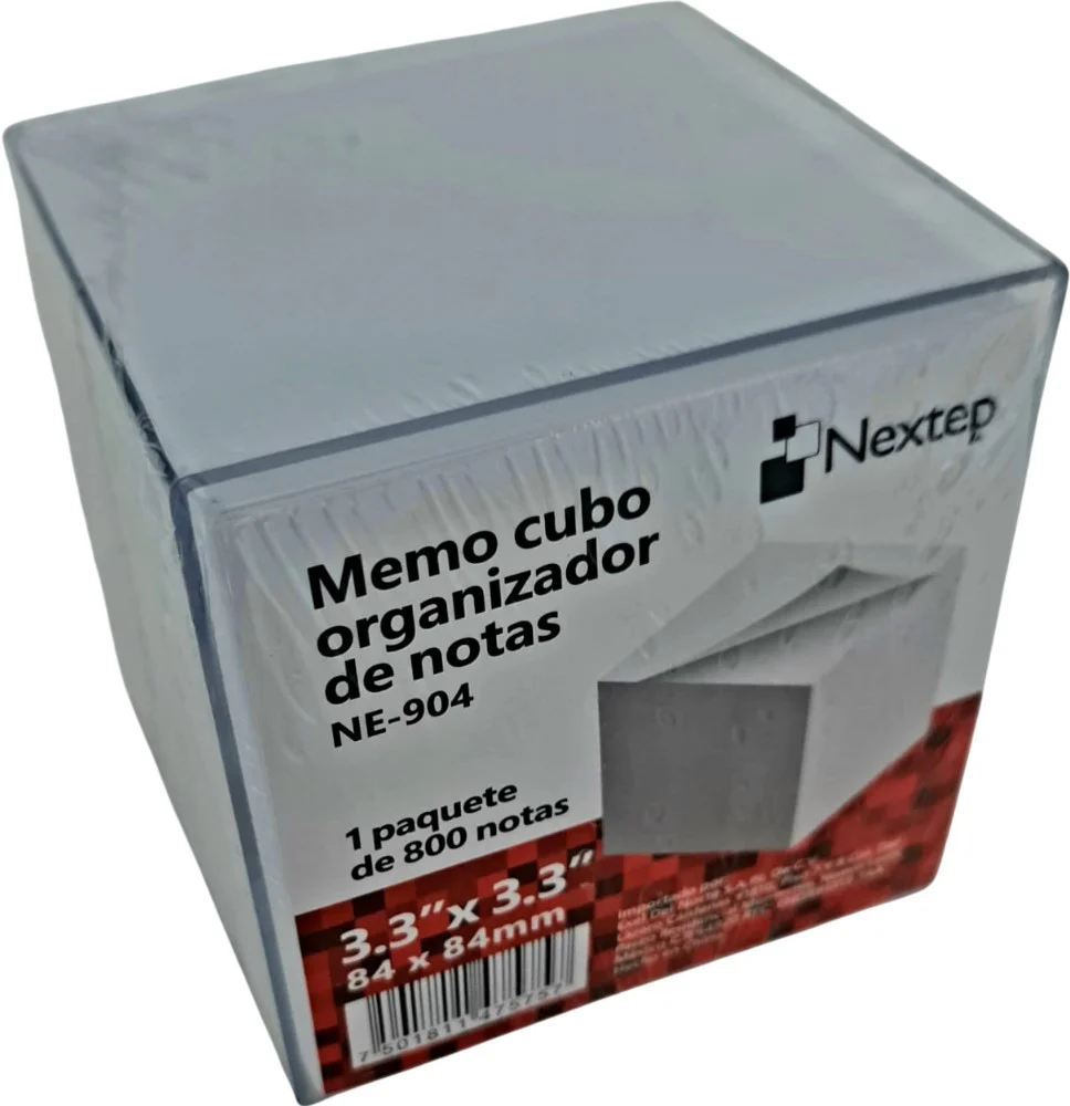 Memo Cubo Organizador plástico c/800 notas Blanco 3.3×3.3" Nextep® NE-904 [Pieza] - Image 4