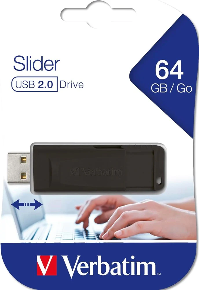 Memoria USB 2.0 Slider 64gb Negro Verbatim® 98698 [Pieza]